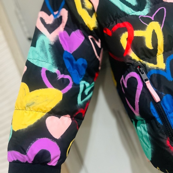 Wild Fable Womens Puffer Jacket Black With Colored Hearts Size M - Picture 10 of 14